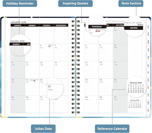 2026 Planner, Weekly and Monthly Calendar Academic Planner, Jan 2026 - Dec 2026, Planning Agenda Book for Desk Accessories and School Supplies - A5 (6.3'' x 8.5'')