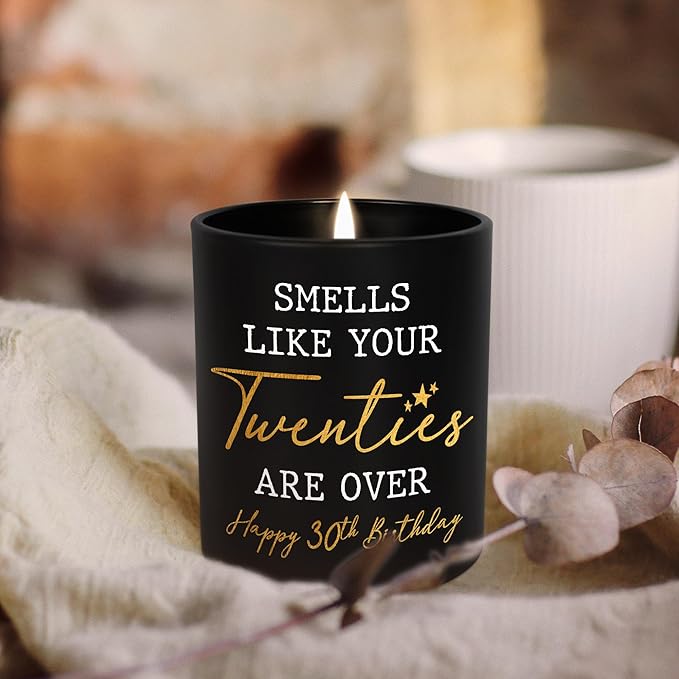 Christmas 30th Birthday Gifts for Men Women - Vanilla Lavender Candle 10oz - 1995 30th Birthday Decorations for Him Her, 30 Year Old Bday Gifts for Daughter Sister Wife Husband, 30 Candles