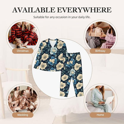 Retro Bee And Floral Women'S Pajama Sets Ultra-Soft Printed Sleepwear