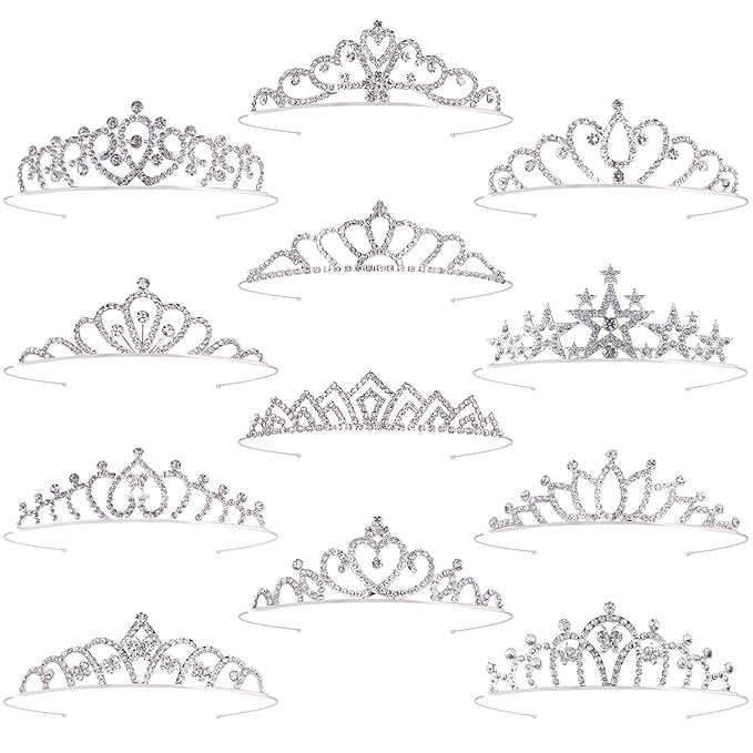 12 Pcs Tiaras Crowns Headbands for Women Girls Silver Princess Tiara Bulk Crown Tiaras Rapunzel Crown for Wedding Birthday Crystal Tiara for Prom, Bride, Pageant, Halloween