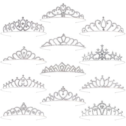 12 Pcs Tiaras Crowns Headbands for Women Girls Silver Princess Tiara Bulk Crown Tiaras Rapunzel Crown for Wedding Birthday Crystal Tiara for Prom, Bride, Pageant, Halloween