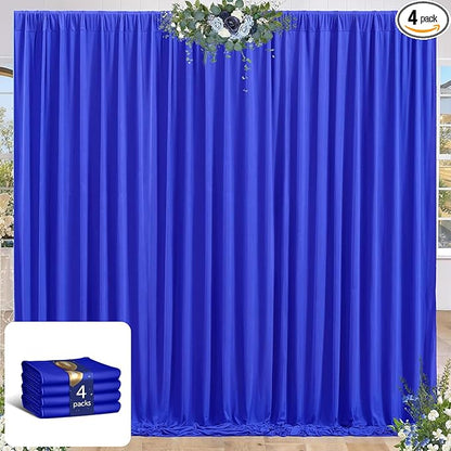 16 x 10ft Royal Blue Backdrop Curtains 4 Panels for Graduations Retirement Photo Backdrop Drapes No-Wrinkle Polyester Curtain Panels Soft Long Curtains Backdrop for Birthday Party Wedding Baby Shower
