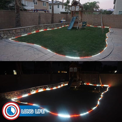 Russell Decor 80ft /864 LEDs Rope Lights Indoor Outdoor Decorative Lighting for Christmas and Party Trees Patio Deck Flexible String Lights (Red White)