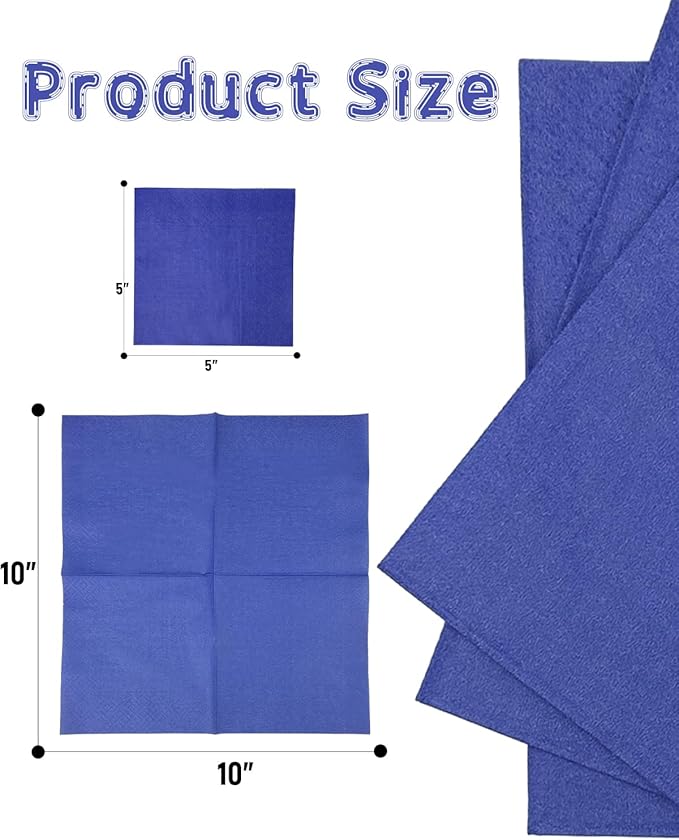 Bluish Blue Cocktail Napkins 5 * 5inch disposable Beverage Napkin paper for Cocktail, Wedding, Dinner，Birthday Party Dessert Wine Paper Napkins（ 120 Count）