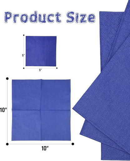 Bluish Blue Cocktail Napkins 5 * 5inch disposable Beverage Napkin paper for Cocktail, Wedding, Dinner，Birthday Party Dessert Wine Paper Napkins（ 120 Count）