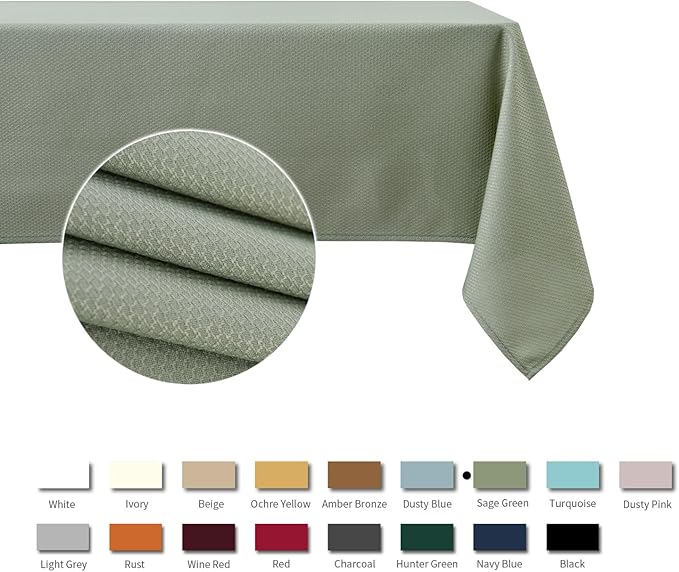 maxmill Square Jacquard Tablecloth Water Resistance Antiwrinkle Spill Proof Textured Table Cloth, Fabric Table Cover for Buffet Banquet Parties Event Holiday Dinner, 70 x 70 Inch, Sage Green