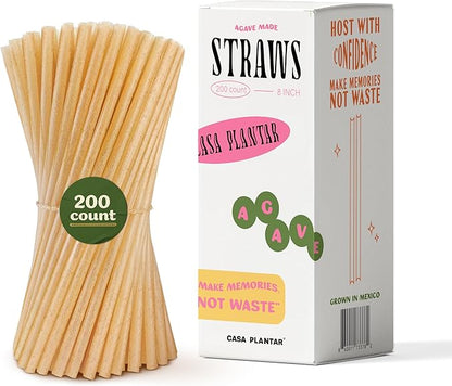 8 Inch Agave Straws - 200 CT Cocktail – Biodegradable