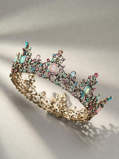 SWEETV Queen Crown for Women - Baroque Wedding Tiaras and Crowns,Jeweled Tiara Crown,Prom Birthday Halloween Hair Accessories
