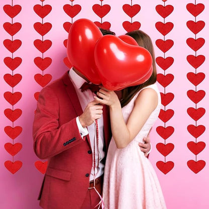 72 Felt Heart Garland, Pre-Strung Red Heart Decor for for Valentines Day Decorations, Wedding, Anniversary, Birthday, Backdrop for Office, Classroom, Vaday Party Props