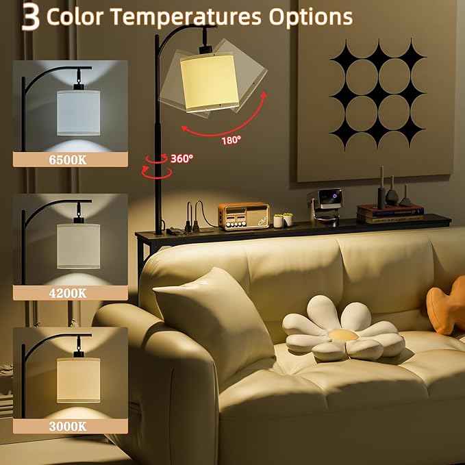 keomaisyto Narrow Console Table with 3-Color Light & Outlet, 31" H Skinny Sofa Table, Behind Couch Table with 3 Color Temperatures Led Bulb for Living Room, Bedroom, Entryway, Hallway, Black