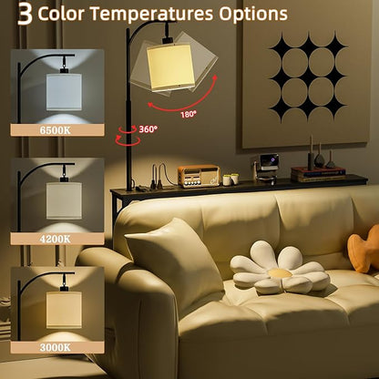 keomaisyto Narrow Console Table with 3-Color Light & Outlet, 31" H Skinny Sofa Table, Behind Couch Table with 3 Color Temperatures Led Bulb for Living Room, Bedroom, Entryway, Hallway, Black