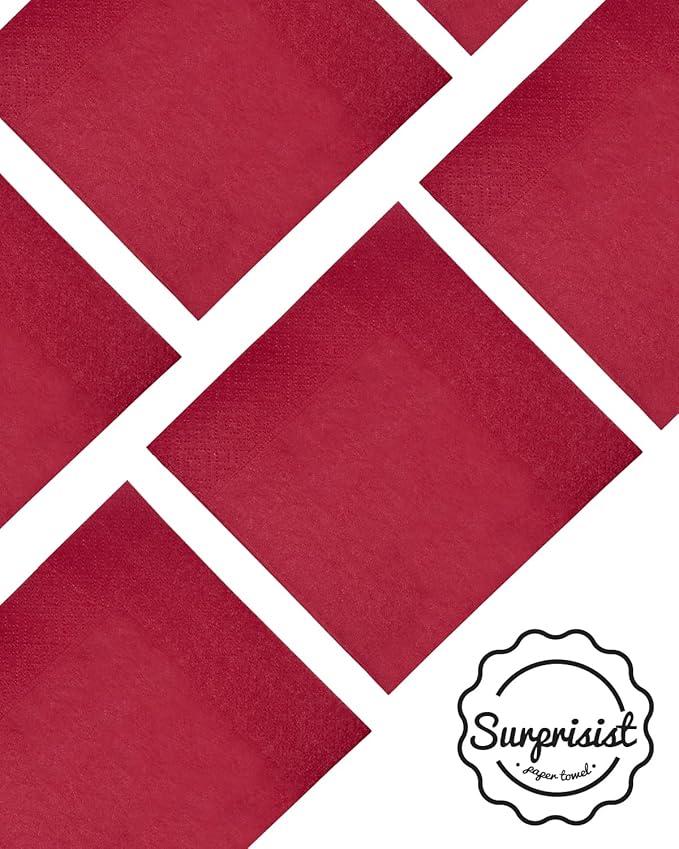 Rose Red Cocktail Napkins 5 * 5inch disposable Beverage Napkin paper for Cocktail, Wedding, Dinner，Birthday Party Dessert Wine Paper Napkins（ 120 Count）