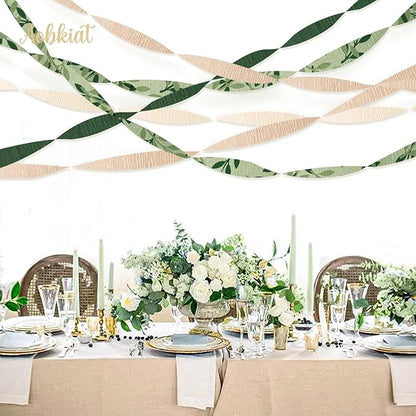 AOBKIAT Wedding Party Baby Shower Decorations,8 Rolls Green Crepe Paper Streamers for Birthday,Engagement,Bridal Shower,Anniversary,DIY Tassels,Boho Green Theme Party