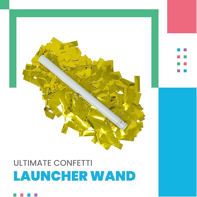 Ultimate Confetti Wand 14 inch Confetti Launcher Wand, Gold, 8 Pack - Great for Parties, Weddings and Events Tissue, Metallic and Biodegradable Options
