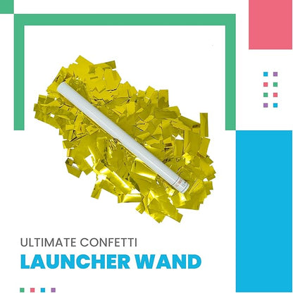 Ultimate Confetti Wand 14 inch Confetti Launcher Wand, Gold, 8 Pack - Great for Parties, Weddings and Events Tissue, Metallic and Biodegradable Options
