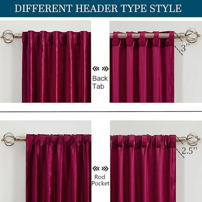 PRIMROSE Red Curtains 102 inch for Living Room Velvet Drapes Blackout Rod Pocket Back Tab Window Treatment Semi Room Darkening Decor Curtains for Bedroom Set of 2 Panels