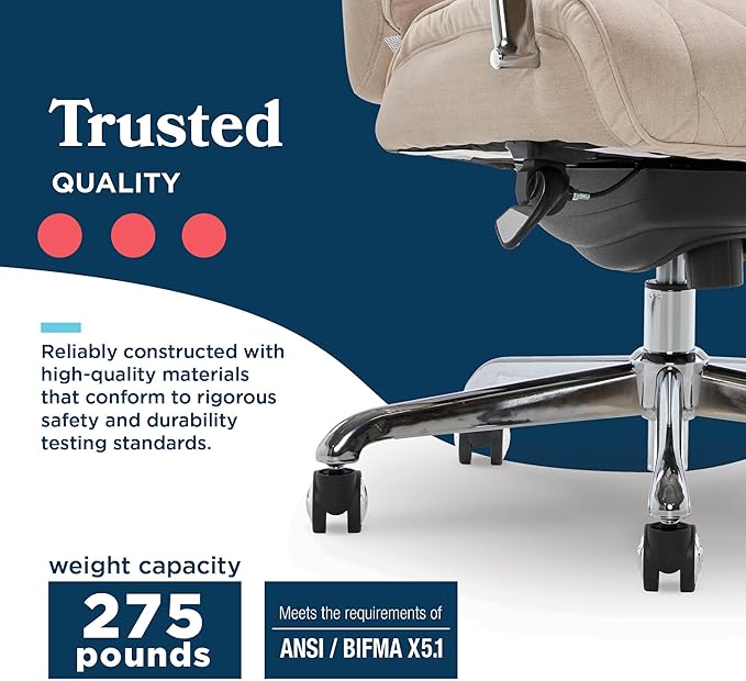 La-Z-Boy Sutherland Ergonomic Fabric Swivel Computer and Desk Chair, Cream (CHR10048D)