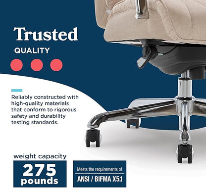 La-Z-Boy Sutherland Ergonomic Fabric Swivel Computer and Desk Chair, Cream (CHR10048D)