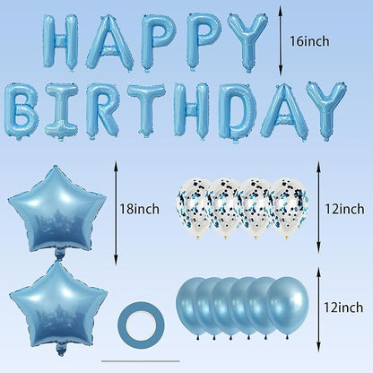 Light Blue Ballooons Happy Birthday Balloons Banner 16 Inch Aluminum film Letters Balloons for Party Decoration Scene Arrangement Balloon Birthday Event Celebration Decorations
