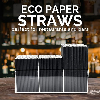 Black Paper Straws 5.75 inch - 500 Bulk Biodegradable Paper Drinking Straws and Stir Sticks for Coffee and Cocktails