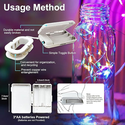Easter String Lights Battery Operated, 2 Pack Mutilcolor LED Fairy Lights 16FT 50LED Silver Wire String Light Waterproof Easter Fairy Light Indoor Ourdoor for Bedroom Spring Party Christmas Decor