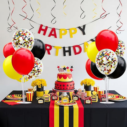 TONIFUL Mouse Birthday Table Decorations Red Yellow Black Table Centerpiece Balloons Stand Holder Kit for Mouse Theme Favor Baby Shower Kids Party Supplies