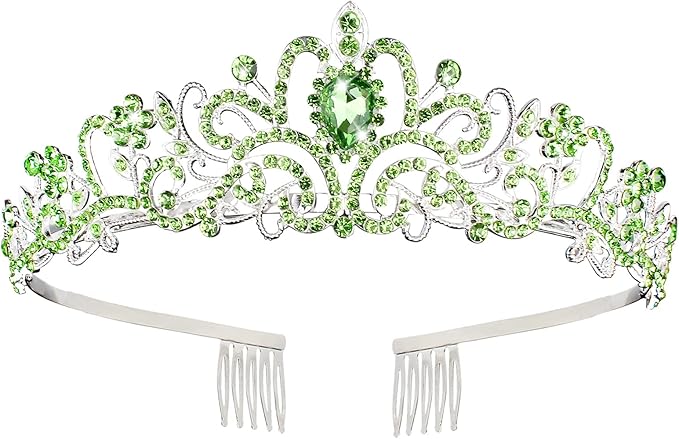 COCIDE Green Tiara and Crowns for Women Crystal Headband Princess Rhinestone with Combs Bride Hairpiece Bridal Wedding Prom Birthday Party Hair Accessories Jewelry for Women and Girls
