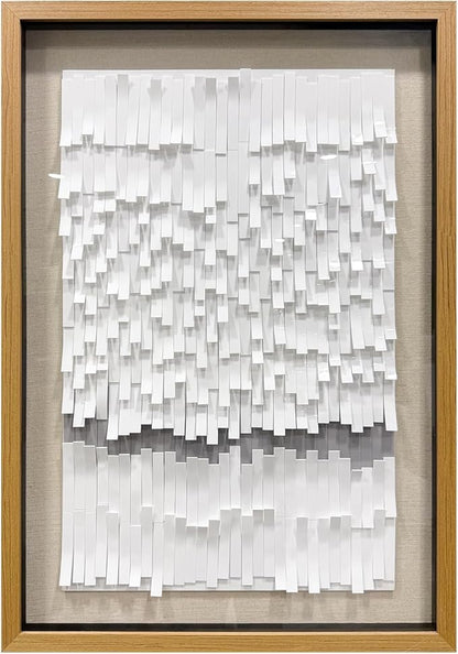 BrightA White 3D Wave Wall Sculpture - Heat-Formed Acrylic Strips Art with Dynamic Shadow Play, Solid Wood Frame Contemporary Artwork for Modern Interiors 27.5"x 39.4"