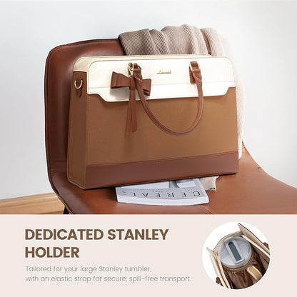 LOVEVOOK Laptop Tote Bag for Women,Leather Work Bag, Waterproof Business Teacher Bag,Large Computer Handbag Purse Briefcase,Office Gifts for Women