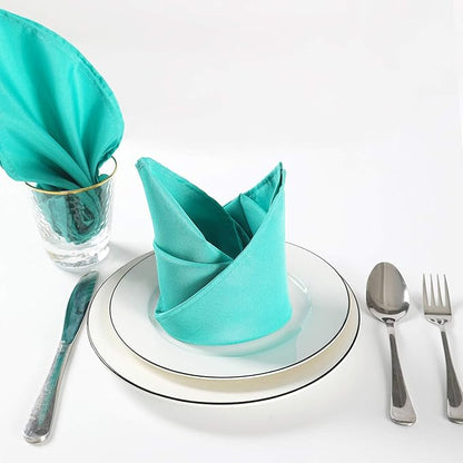 Cloth Napkins 17x17 inch Washable Polyester Dinner Napkins Soft Table Napkins for Wedding Party Dining Banquet(Turquoise,100PCS)