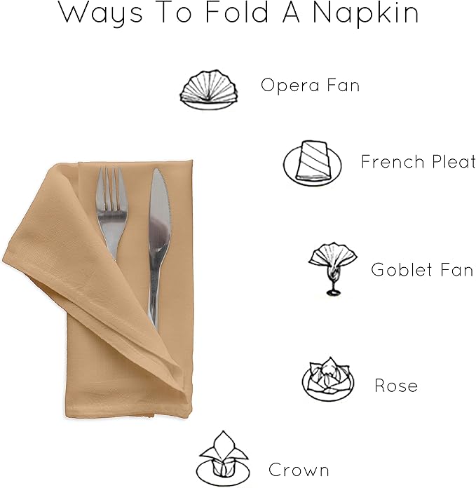 Encasa XO Light Beige Cloth Napkins Set of 6, 17"x17" | Solid Color Cotton Dinner Napkins | Washable & Reusable Napkins for Dining Table Fall Decoration, Holiday & Christmas Festivals