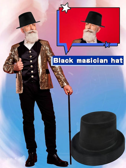 30 Pack Adult Black Top Hats Bulk Plastic Magician Top Hat Dress Top Hat for Men Women Masquerades Party Supplies