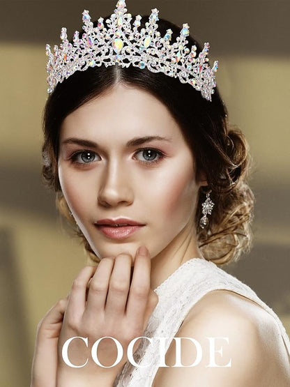 COCIDE Silver Tiara and Crown for Women Crystal Queen Crowns Princess Rhinestone Tiaras for Girl Bride Wedding Hair Accessories for Bridal Birthday Party Prom Halloween Costume Cosplay
