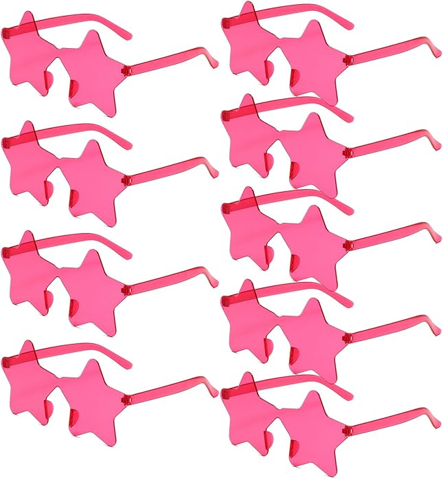 9 Pack Star Sunglasses, Colorful Rimless Star Shaped Glasses, Unisex Party Favors Supplies for Beach, Pool, Outdoors