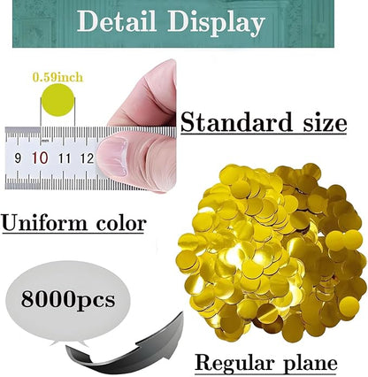 Gold Metallic Foil Confetti 8000 Pcs Shiny Round Table Confetti for Fill Balloon Wedding Graduation Party Decorations,60g of pack