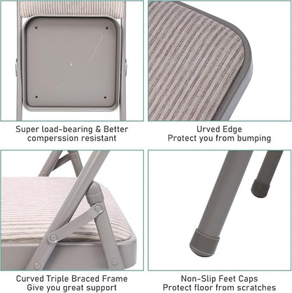 SEALAMB 30 Pack Padded Folding Chairs, Durable Metal Folding Chairs with Fabric Seat & Back for Home Office Wedding Party Events, 350lb Capacity (Grey-Fabric, 30 Pack)