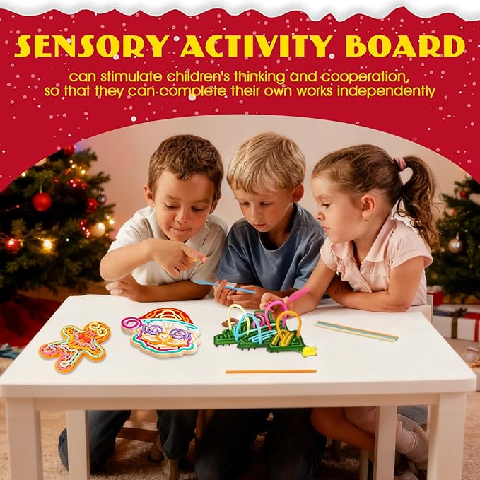 Christmas 2025 Sensory Fidget Boards, Stress Relief Maze Toys with Santa Claus, Gingerbread Man Christmas Tree, Anxiety Autistic ADHD Toy for Kid Toddler Boys Teens Girls Activity Gifts Party Favor 3+