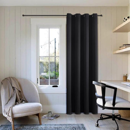 ChrisDowa Grommet Blackout Curtains for Bedroom - Thermal Insulated Room Darkening Curtains for Living Room (1 Panel Set, Black,52W x 84L)