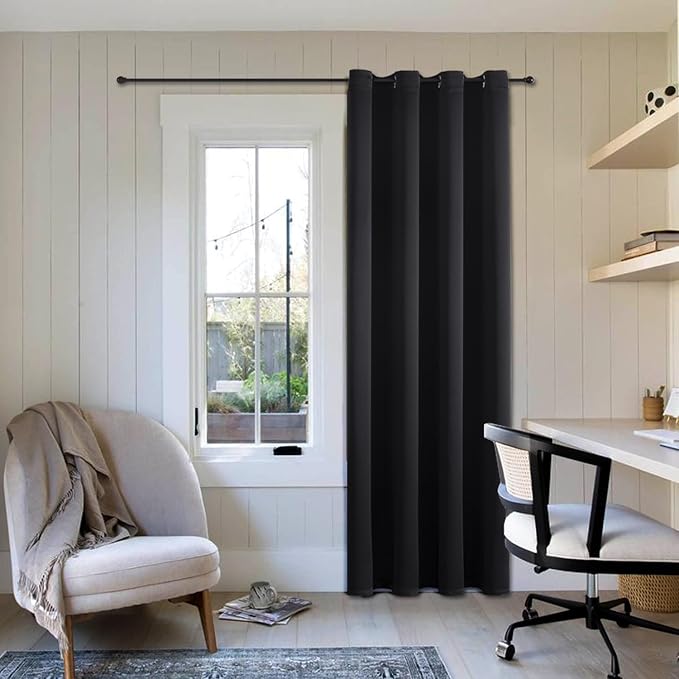 ChrisDowa Grommet Blackout Curtains for Bedroom - Thermal Insulated Room Darkening Curtains for Living Room (1 Panel Set, Black,52W x 72L)