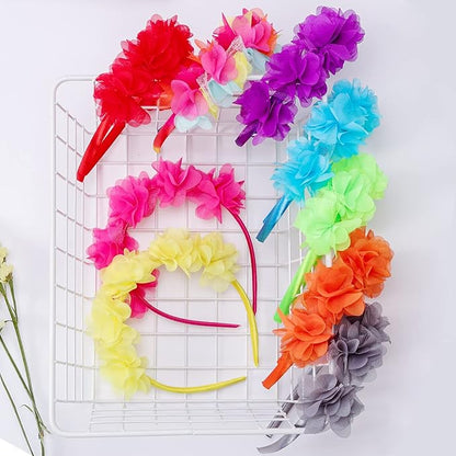 Candygirl Flower Crown Headbands for Women Girls Floral Hairband Wedding Festival Parties Hair Accessories Pack of 9 (bright colors)