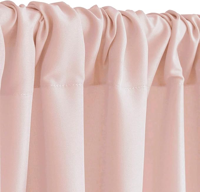 Hiasan Blush Pink Screen Backdrop Curtains for Parties, Polyester Photography Backdrop Drapes for Family Gatherings, Wedding Decorations, 5ftx10ft, Set of 2 Panels