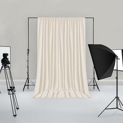 Hiasan Champagne Screen Backdrop Curtains for Parties, Polyester Photography Backdrop Drapes for Family Gatherings, Wedding Decorations, 5ftx10ft, Set of 2 Panels