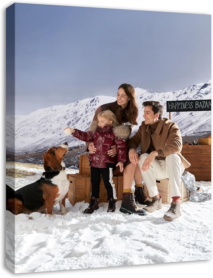 DBLAKI Personalized Custom Canvas Prints - Custom Framed Canvas Prints With Your Photos,Printed Photo To Canvas Wall Art Ideal for Home Decor Gifts Keepsakes 16" x20"
