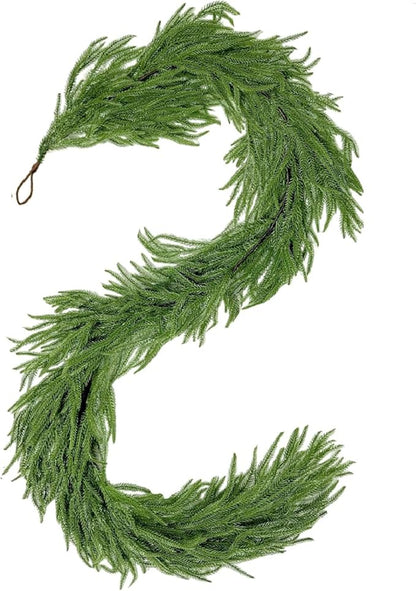 6ft Christmas Real Touch Norfolk Pine Garland Table Garland, Artificial Faux Greenery Garlands for Mantle Indoor Home Decor Xmas Holiday Seasonal