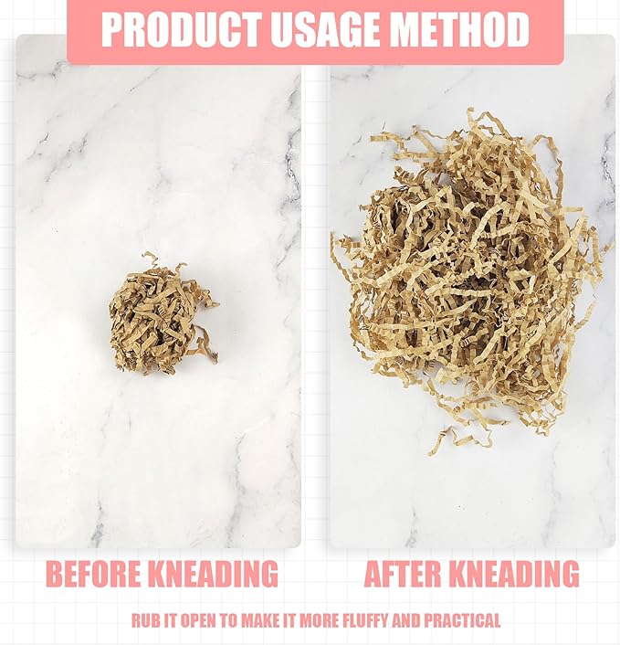 Lechay Crinkle Cut Paper Shred Filler, Box Filler Shredded Paper for Baskets Stuffing for Mother's Day Graduation Birthday Halloween (brown)
