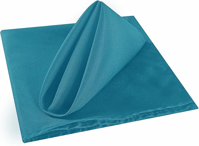 Cupuamon Cloth Napkins 17x17 inch Washable Polyester Dinner Napkins Soft Table Napkins for Wedding Party Dining Banquet(Caribbean Blue,12PCS)