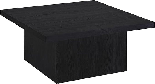 Coaster Home Furnishings - Devar - Wood - Square Coffee Table with Plinth Base, Geometric Design and Contemporary Style - Living Room - Black - 706408