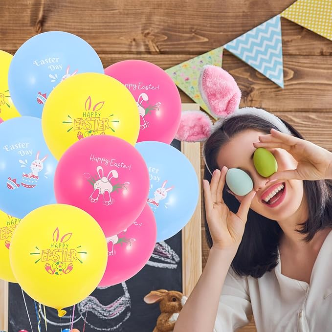 VICASKY 30Pcs Easter Party Balloons Bright Colored Latex Decor for Bunny Egg Themes Birthday Shower Holiday Celebration Photo Background