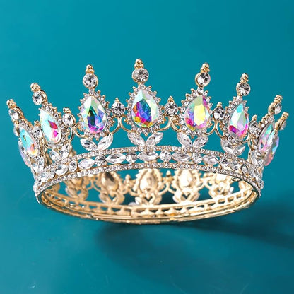 FORSEVEN Queen Crown Rhinestone Wedding Crowns and Tiaras for Women Costume Party Hair Accessories Princess Birthday Crown Crystal Bridal Crown Christmas Decorations Headband