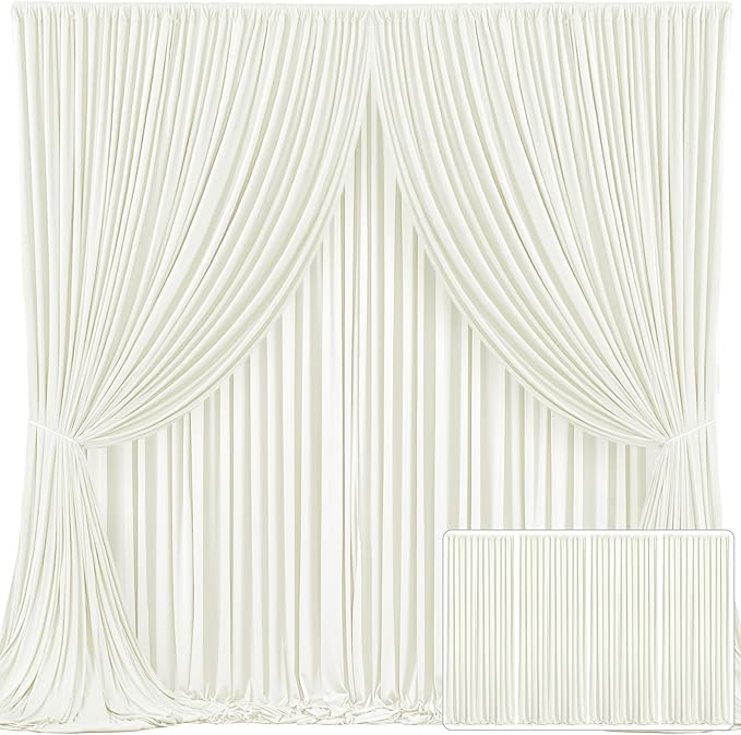 4 Panels Ivory Backdrop Curtain for Wedding Parties Wrinkle Free Ivory Photo Curtains Backdrop Drapes Fabric Decoration for Baby Shower Photoshoot 20ft(W) x 10ft(H)